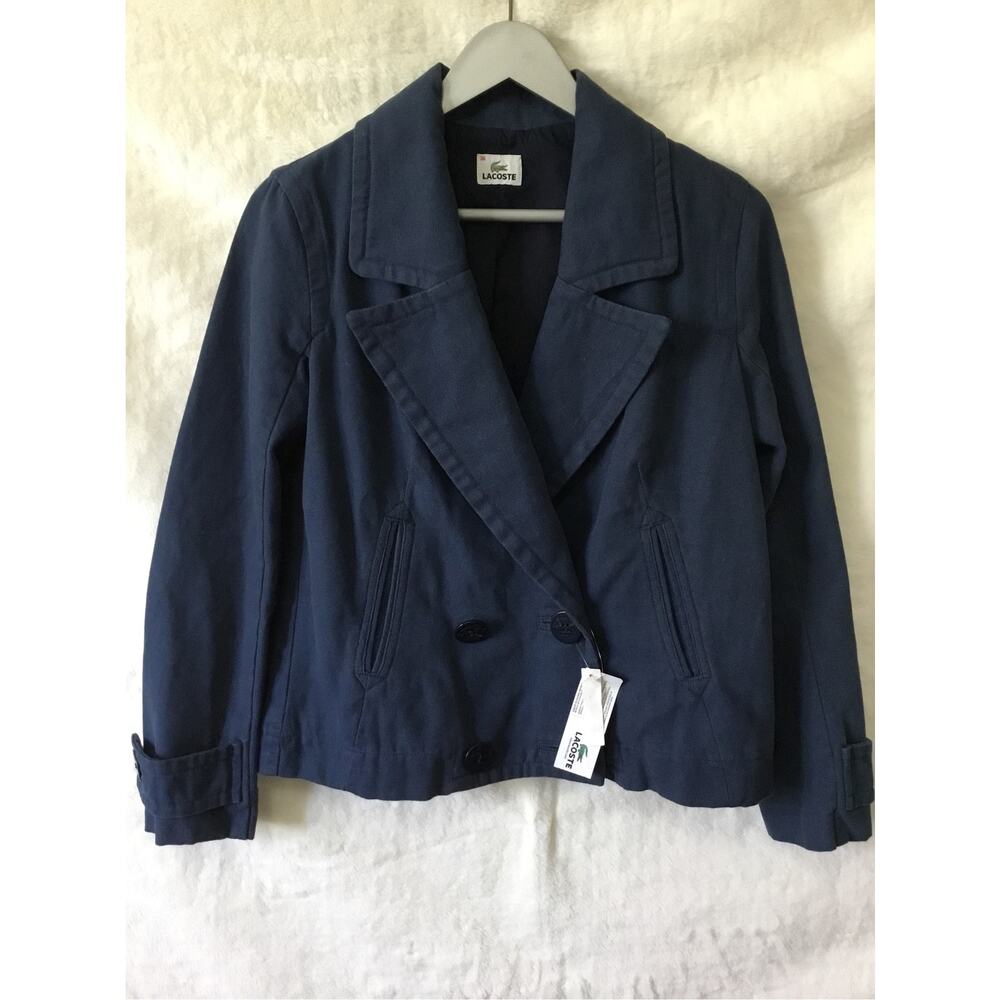 Lacoste Blue Cotton Double-Breasted Blazer - Picture 7 of 16